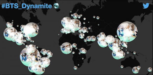 [사진]트위터 제공, 방탄소년단 핫 100 1위 관련 트위터 트렌드맵
