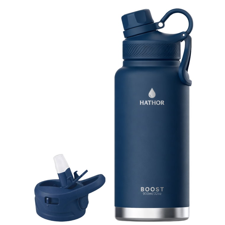 하토르 듀얼리드 텀블러 스테인리스 진공 보온보냉, 1개, 900ml, 딥 네이비