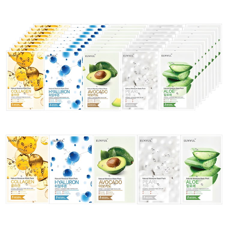 은율 내츄럴 모이스쳐 마스크팩 알로에 10p   콜라겐 10p   진주 10p   히알루론 10p   아보카도 10p, 50개입, 1개