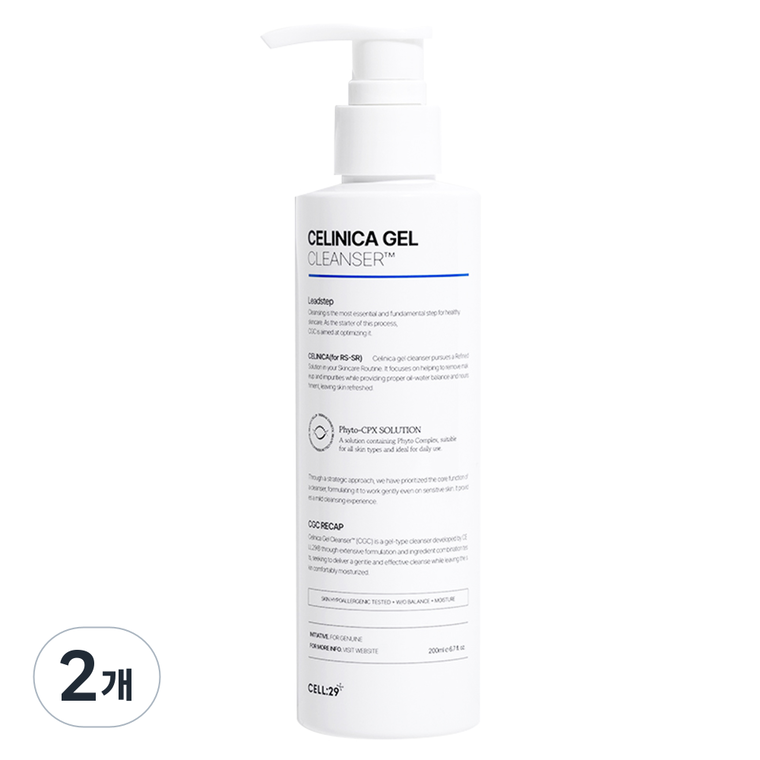 셀29 부활초 셀리니카 겔 클렌저 AHA 약산성 클렌징젤, 2개, 200ml