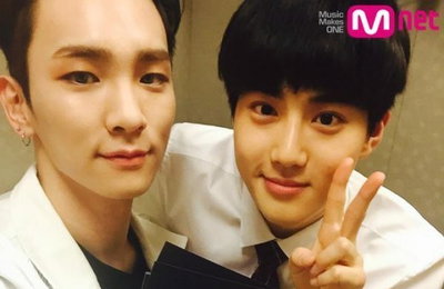 '엠카' 수호·키, 훈훈한 투샷 "MC 케미"