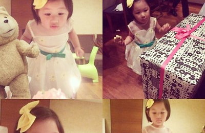 엄태웅 딸 엄지온, 행복한 생일파티…"3살 됬어요~"