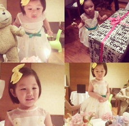 엄태웅 딸 엄지온, 행복한 생일파티…"3살 됬어요~"