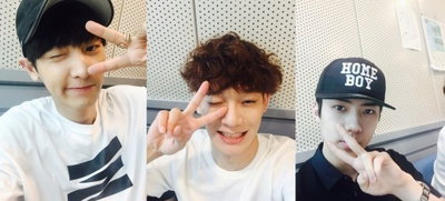 엑소 찬열·세훈·첸, 깜찍하게 브이…"훈훈 셀카"