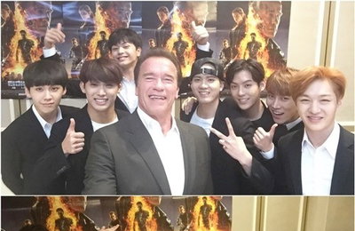 비투비,  화려한 인맥 ….‘터미네이터’ 아놀드 슈왈제네거와 인증샷 공개