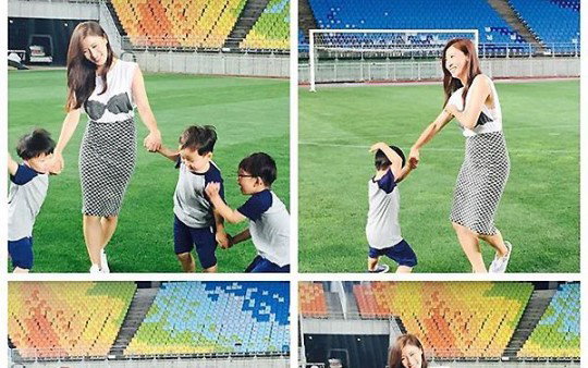 하지원, 삼둥이와 깜짝 만남…"대한, 민국, 만세와 함께”