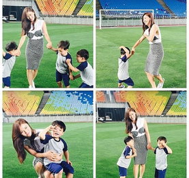 하지원, 삼둥이와 깜짝 만남…"대한, 민국, 만세와 함께”