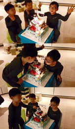 "대한-민국-만세, 생일 축하해♥"…송일국, 삼둥이와 생일파티