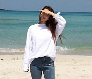 한예슬이 입으면 다르네요…'흰티+청바지'