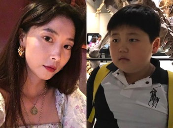 모델 출신 오윤아, 씩씩한 아들 공개..엄마와 똑닮았네