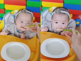 소유진 "막내 세은이, 이유식 먹고 포동포동 밥살 오르네"
