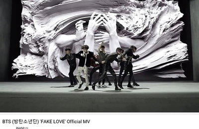 방탄소년단 '페이크 러브'  MV '4억뷰 돌파'…"통산 4번째, 韓가수 최다 기록"