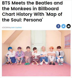 방탄소년단, 3연속 빌보드 정상…"67년 몽키스 이후 최단기간"