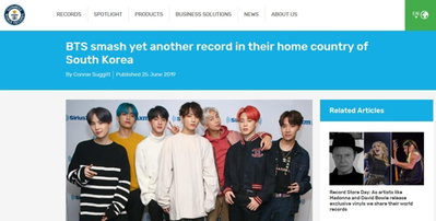 BTS, 韓 최다 음반판매로 또 기네스 올라…"김건모 제쳤다"