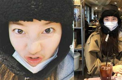 수지, 군밤 모자로 완벽 겨울 패션 선보여 "감기 조심하세요"