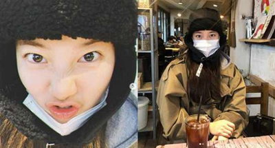 수지, 군밤 모자로 완벽 겨울 패션 선보여 "감기 조심하세요"