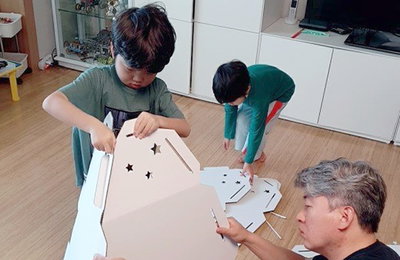 황혜영, 남편X쌍둥이 아들과 함께.."집에서하는놀이찾기"