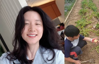 이영애, 쌍둥이와 햇감자 수확…요리솜씨 뽐내