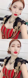 청하, 라틴풍의 강렬한 레드 여신...'상큼한 윙크'