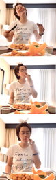김혜수, 행복한 아침 먹방 공개...'자유분방한 매력'