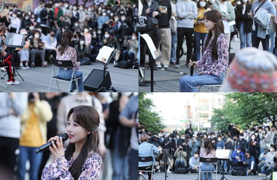 러블리즈 출신 이수정, 컴백 이벤트 깜짝 버스킹...환상적인 라이브 선사