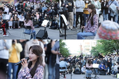 러블리즈 출신 이수정, 컴백 이벤트 깜짝 버스킹...환상적인 라이브 선사