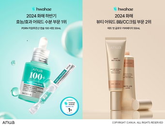 아누아 PDRN 세럼 ‘2024 화해 하반기 효능/효과 어워드’ 수분 부문 1위
