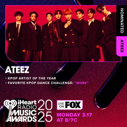 에이티즈(ATEEZ), 美 '2025 아이하트라디오 뮤직 어워즈' 2년 연속 노미네이트