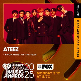 에이티즈, 美 '2025 아이하트라디오 뮤직 어워즈' 수상 영예