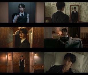 에이티즈 윤호, 솔로곡 '슬라이드 투 미' 영상 공개…치명적 블랙 슈트 '섹시미 폭발'